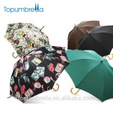 L'Oreal Factory Wholesale High Quality Luxury Private Label Ladies Fashion Straight Umbrella With Wood Handle